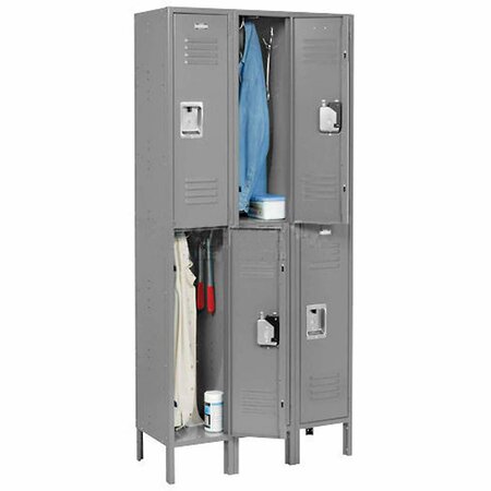 Global Industrial Double Tier Locker, 12x18x36 6 Door, Unassembled, Gray 254128GY